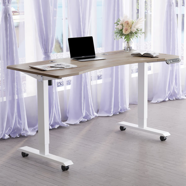 Inbox Zero 140cm W Height Adjustable Curved Standing Desk Wayfair.co.uk